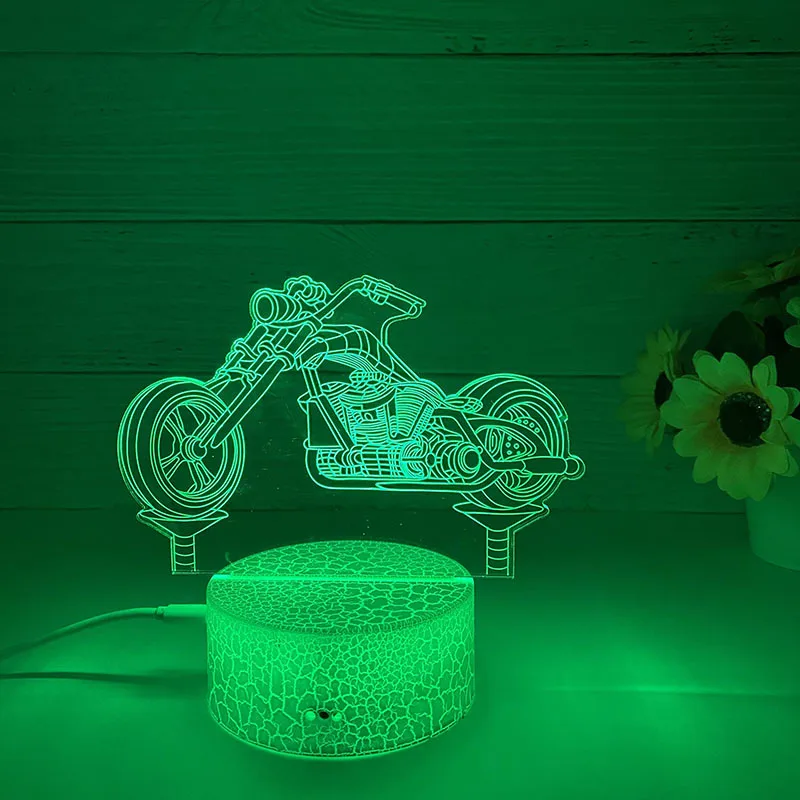 2022 3D Coloridos de Luz do Carro de Moto 3D Lâmpada de Presente de Aniversário de Bicicleta DIODO emissor de Luz Crianças de Decoração de Quarto Bonito Luz Presentes Crianças Imagem 3